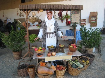 representación del belén viviente en Otura 2008,  mercado.